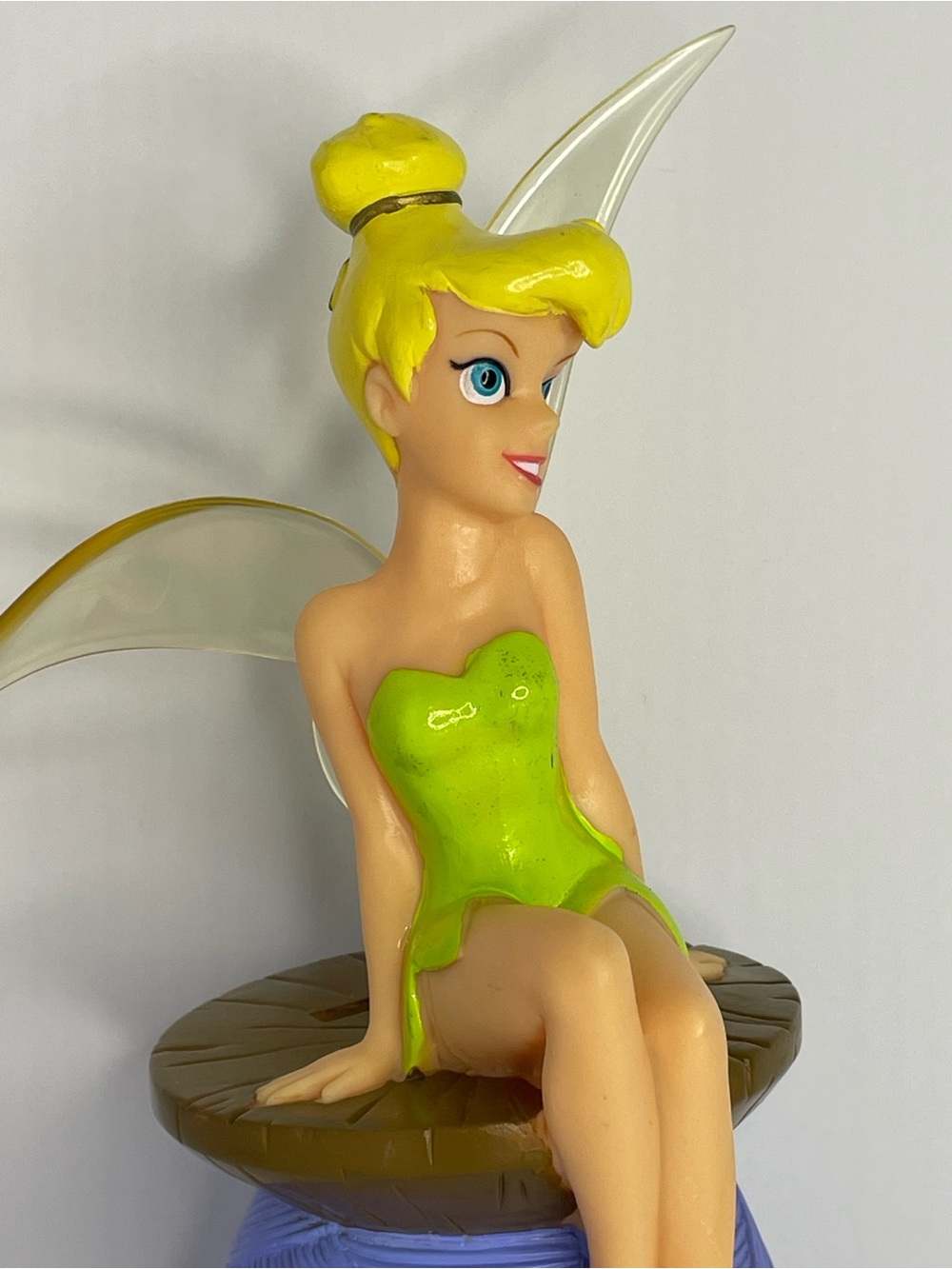 Vintage Disney TinkerBell Fairy Sitting On Thread Spool Piggy Bank 90s 10” - Picture 2 of 15